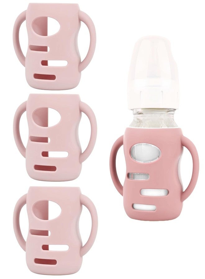 Frezonika 3 Pack Silicone Sleeves Compatible with Dr Brown Wide-Neck Glass Baby Bottles 5 OZ, Anti Breakage Silicone Handles Compatible with Dr. Brown's Glass Bottles for Babies (Pink, 5 OZ) - Image 1
